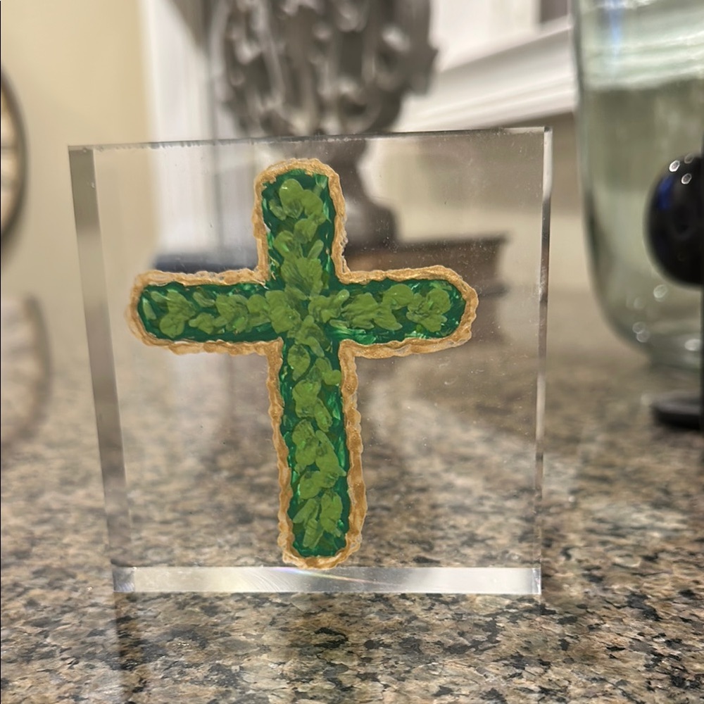 Green Cross Acrylic Block